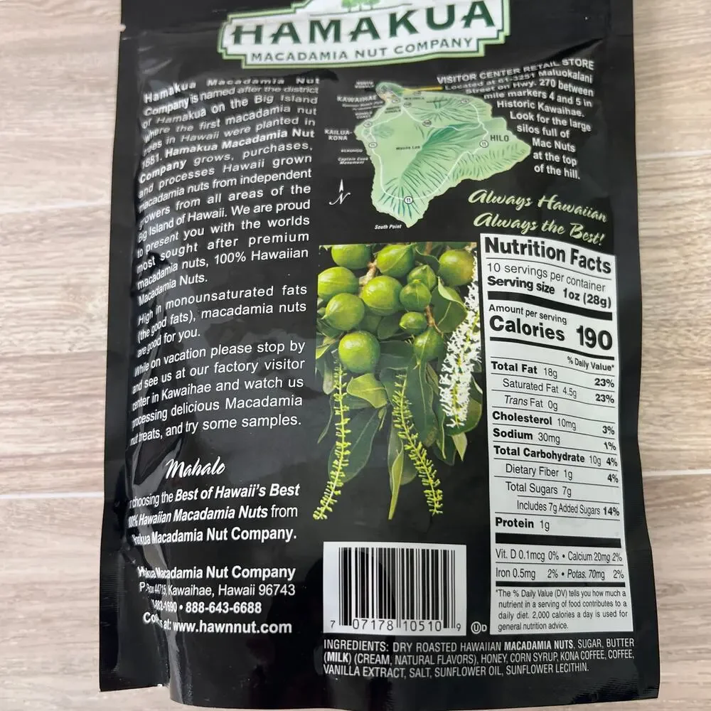 Hamakua kona Coffee  Glazed Macadamia Nuts - 10oz Hawaiian Pack of 2